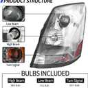 Headlight Assembly Compatible with 2004-2018 Volvo VNL VNM 2004-2015 Volvo VN Halogen, Headlamps Head Light Lamp W/Bulbs Housing Pair (Chrome/Right Side)