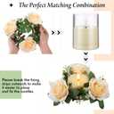 Yunlly 12 Pcs Rose Candle Rings with Flameless Candles Sets, Artificial Flower Eucalyptus Wedding Centerpiece 3 Inch Pillar Candleholders Wreaths for Wedding Party Mother's Day (Champagne)