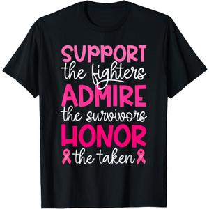 Breast Cancer Support Admire Honor Breast Cancer Awareness T-Shirt Female Large