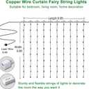 300 LED Curtain String Lights, Fairy Lights with 8 Light Modes, 9.8x9.8Ft Remote USB Plug Fairy String Lights for Christmas, Bedroom, Indoor, Outdoor, Weddings, Party, Camping Decor (Multicolored) (Copper Wire-Multicolor)