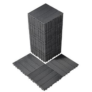 VEVOR 36 sq. ft Plastic Interlocking Deck Tiles, 36 Pack,12"x12" Waterproof Non-Slip Outdoor Flooring All Weather Use, Patio Floor Decking Tiles for Porch Poolside Balcony Backyard, Dark Grey