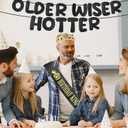 60th Birthday Decorations Gifts for Men, Including 60th Birthday King & Crown & Sash, Older Wiser Hotter Glitter Banner, Happy Birthday Party Prom Decoration For Men Him