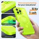 MOCCA Design for iPhone 16 Pro Max Case with Magnetic Invisible Stand [Full Camera Protection] [Compatible with Magsafe] Military Drop Shockproof Translucent Matte Case Cover 6.9",Fluorescent Green