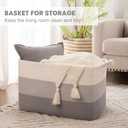 OIAHOMY Large Blanket Basket, 65L Cotton Rope Woven Laundry Basket, Toy Bin for Baby Room, Container for Blanket Storage in Living Room, 20''×16''×12'', Gradient Grey