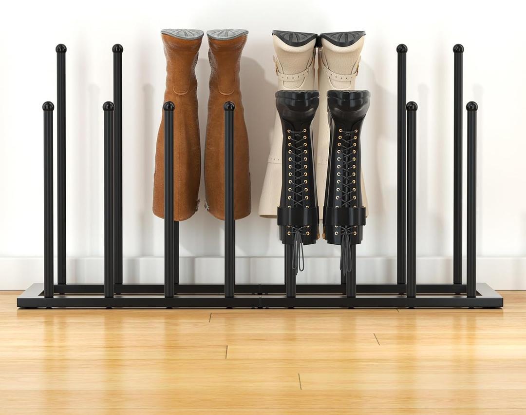Urban Deco Free Standing Shoe Racks, Boot Organizer for Tall Boots, Black Metal Boot Rack Fit for 8 Pairs, Shoe Organizer for Dorm Room, Closet, Entryway (Black-8pairs)