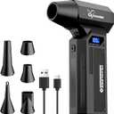 DreamBee Compressed Air Duster, 150000RPM Super Power Electric Air Duster with LED Display, 4-Gear Rechargeable Air Blower with LED Light, Cordless Turbo Fan for Computer, Keyboard, Car, Home, Outdoor