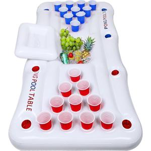 Triumpeek Inflatable Pool Game Table Float, 6FT Blow Up Floating Pool Game Raft Lounge, Fun Pool Party Game Table for Adults, Cups & Balls NOT Included