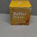 Stoneware Butter Crock with Lid, Ceramic Butter Dish with Water Line, Countertop Butter Keeper, Butter Holder for Countertop, Ombre Green