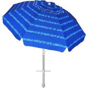 AMMSUN Beach Umbrellas for Sand Heavy Duty Wind Portable, 6.5 ft Beach Umbrella with Sand Anchor & UV Protection, Carry Bag for Outdoor Patio Garden Outdoor, Blue