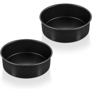 P&P CHEF Non-stick Cake Pan Set of 2,6 Inch Round Baking Cake Pans Tins for Tier Smash Cakes, Non-Toxic & Solid, Stainless Steel Core & Leak-Proof, 2Pcs