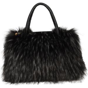 Women's Furry Shoulder Handbags Faux Fur Work Tote Bag for Women Fluffy Satchel Handbags Wristlet Zipper Purses
