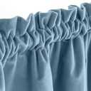 Lazzzy Blue Velvet Valance Blackout Thermal Insulated Scalloped Valance Small Short Wave-Shaped Window Curtain for Bedroom Living Room 18 Inch Curtain Valance Rod Pocket 1 Panel Dark Slate