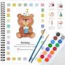 Watercolor Workbooks Coloring Book, Beginner Friendly Painting Kit, Detailed Steps, Creative Exploration Watercolor Book with Paint Set for Adults Teens (Bear Cake, With paint)