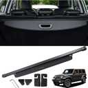 Cargo Cover Fit for 2018-2023 Jeep Wrangler JL JLU 4Door w/Hard Top (Not for 2.0T 4XE & Soft Top) Rear Storage Waterproof Retractable Rear Trunk Security Cover Shielding Shade Black