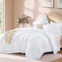 Andency Blue Floral Ruffle Comforter Full, Flower Printed Bedding Set