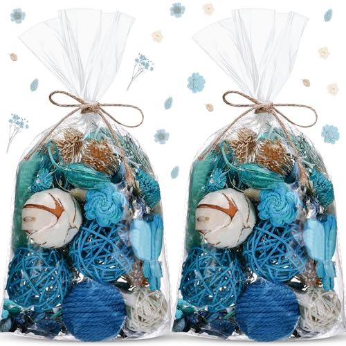 Nuanchu 2 Pack Decorative Balls Potpourri Bowl Filler Decor Natural Vase Bowl Filler Assorted Spherical Rattan Twigs Wicker Balls for Home Decor Centerpiece, No Scent (Blue Series, Charming Style)
