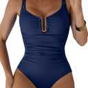 Aleumdr Womens One Piece Swimsuits Tummy Control Bathing Suit U-Wire Cutout Ruched Slimming Swimwear (Large)