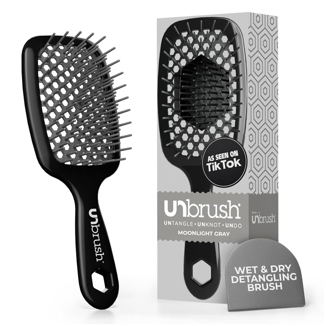 FHI Heat UNbrush Detangling Brush for Pain-Free Brushing on All Wet or Dry Hair Types  Durable DuoFlex Anti-Static Bristles, Lightweight Handle, Vented Hair Brush (1 Count (Pack of 1))