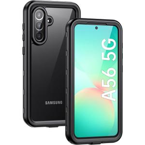 Lanhiem for Samsung Galaxy A56 Phone Case, IP68 Waterproof Dustproof, Built-in Screen Protector, Rugged Full Body Shockproof Protective Cover for Samsung A56 6.7", Black