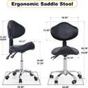 Saddle Stool with Wheels Ergonomic Rolling Chair for Nail Tattoo Artist Barber Dentist Clinic Shop Home Massage Facial Office,Adjustable Hydraulic Stool (Black), 20.4*20.4*38.78
