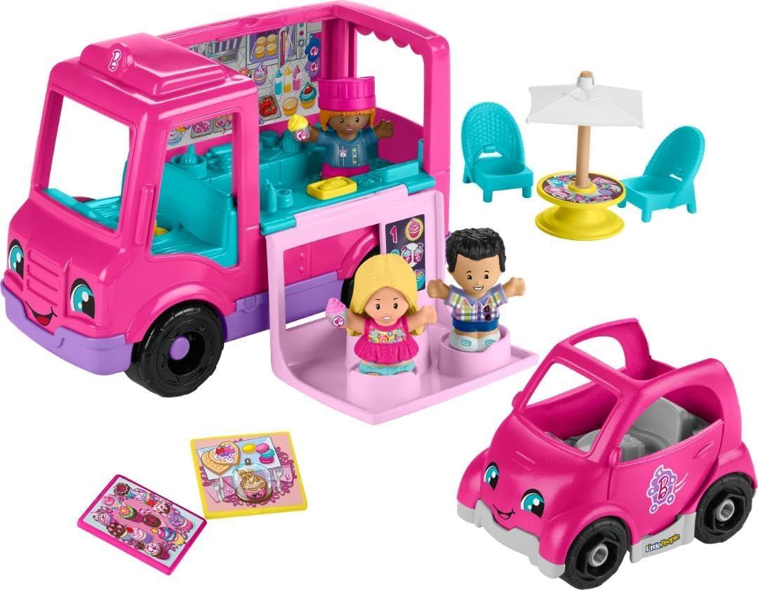Fisher-Price Little People Barbie Toddler Toy Cupcake Truck Musical Playset with 9 Pieces for Pretend Play Kids Ages 18+ Months 