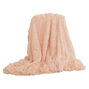 Super Soft Shaggy Faux Fur Blanket Ultra Plush Decorative Throw Blanket for Kids(Peach,51"x63")