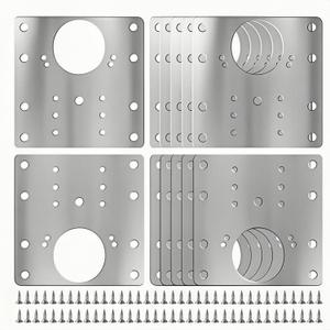 12PCS Upgraded Cabinet Hinge Repair Plate Kit: FOGZUVR Durable Door Hinge Mounting Plate Stainless Steel, Large Cabinet Fix Board with Screws for Kitchen Cabinet, Cupboard Doors and Furniture