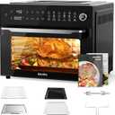Aeitto 32-Quart PRO Large Air Fryer Oven, Toaster Oven Combo with Rotisserie, Dehydrator and Full Accessories, 19-In-1 Digital Airfryer, Fit 13" Pizza, 9pcs Toast, 1800w, Black