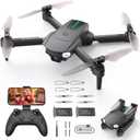 Foldable Drone with Camera for Kids Beginners - Remote Control Helicopter Toys Gifts for Boys Girls, 1080P HD FPV RC Drones with 2 Batteries, One Key Start/Land, Altitude Hold, Gesture Selfie, Black