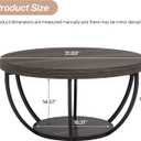 Tribesigns Round Coffee Table, 31.7" Wooden 2-Tier Circle Coffee Table with Storage Shelves, Modern Accent Cocktail Table Center Table for Living Room, Grey, 31.7"D x 31.7"W x 17.3"H