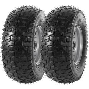 AR-PRO (2 Pack) 13 x 5.00-6" Tire and Wheel, Universal Tubeless Lawn Mower Tires with Rim, 3" Centered Hub and 3/4" Bushings - Fit for Most Riding Mower, Garden Lawn Tractor (Silver Rims)