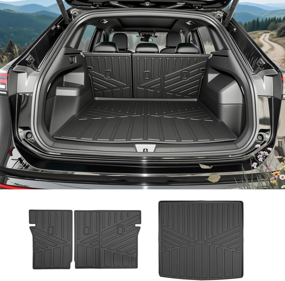 Cargo Liners for 2025-2026 VW Volkswagen Tiguan 5 Seats Trunk Mat with Seat Back Cover Accessories, All Weather Rear Cargo Mat Backrest Protector(Only fit 5 Seats)