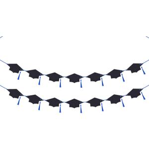 aClass Of 2025 Graduation Decorations, Congrats Grad Banners With Tassel For High School Party Decor, College Graduation Party Favor, 2025 Graduation Decoration Supply(14 Caps, Blue & Black)