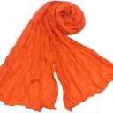 Women Solid Long Shawl Soft Solid Scarf Wrap Shawl Soft Scarf Wrap Long Hijab Scarves, Orange, Colour Name: 12