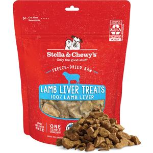 Stella & Chewy's Freeze-Dried Raw Lamb Liver Dog Treats - Single Ingredient, No Additives - Premium Training Treats - Perfect For Picky Eaters - 3oz Bag (EXP 11/08/26)