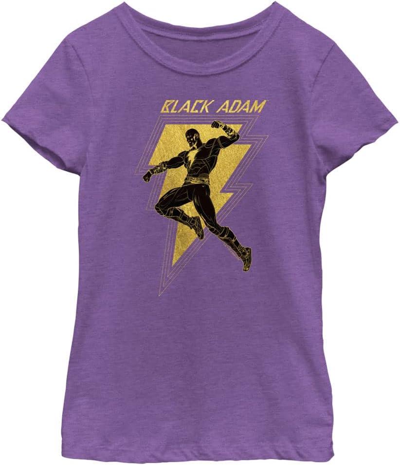 DC Comics Black Adam Logo Pose Girls Short Sleeve Tee Shirt (Small, Purple Berry)