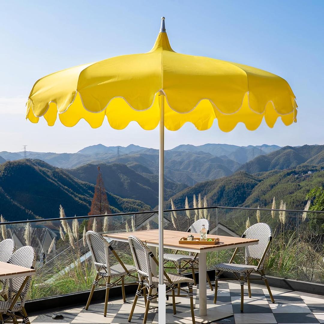 7Ft Pagoda Umbrella, UV Protect Pool Umbrellas with Heavy Duty Pole, Outdoor Umbrellas for Patio with Stand, Curved-shaped Umbrella Ribs, Carry Bag
