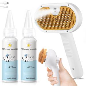 2 x Pet Steam Brush for Dog & Cat Includes Waterless 2*Shampoo