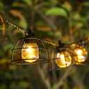 Vigdur Vintage Cafe Lights - 10 Clear G40 Bulbs with Metal Shades, Indoor/Outdoor Patio Lights for Cafe, Backyard, Garden, Porch, Deck, Holiday Decor, 11FT