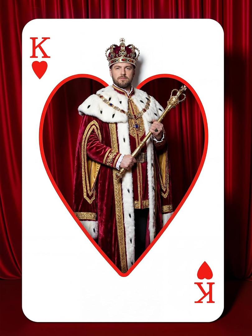 Soulchen 6 ft Large Casino Theme Party Decoration Poker PVC Cardboard Backdrop King of Hearts Stand up Sign, Casino Photo Props Las Vegas Game Night Birthday Party Decoration, Playing Cards Themed