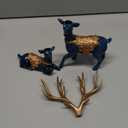 Blue Decorative Christmas Reindeer Sculpture, Small Reindeer Christmas Ornament, Suitable for Home Decor, Indoor Offices, Coffee Tables, Shelves, Entryway Consoles, and Table Centerpieces.