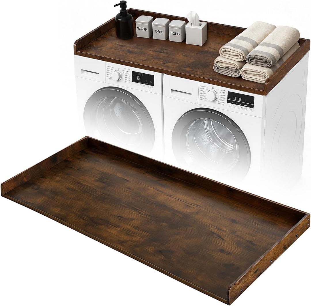 Ewenono Washer Dryer Countertop, 54" √ó27.5‚Äù Washer and Dryer Topper for Laundry Room Organization(Vintage Brown)