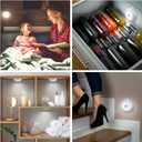 Alivation Motion Sensor Light Indoor, LED Closet Light Battery Operated, Night Light Under Cabinet Lighting, 3 AA Battery Powered, Puck Lights for Wall, Stair, Dimmable (6 Pack)