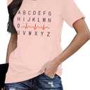 Nurse Shirt Women Nursing Tshirt ABC Alphabet Print Graphic Tee Tops Nursing School Gift T-Shirt Blouse (Pink, XL)