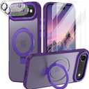 Lamcase for iPhone Air Case,with Magnetic Invisible Stand [Military Drop Protection] [Compatible with MagSafe] Shockproof Slim Translucent Anti-Slip with 2 Screen Protector,Deep Purple