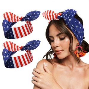 2 Pack Veterans Day Bandanas USA American Flag Patriotic Headbands Red Blue and White Stars and Stripes Bandana Hair Accessories for Women Men Labor Patriot Independence Day