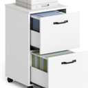 VASAGLE 2-Drawer File Cabinet, Small Rolling Filing Cabinet for Home Office, Printer Stand, for A4, Letter-Size Documents, 15.7 x 16.5 x 27.6 Inches, Snow White UOFC040W46