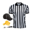 Murray Sporting Goods Men's Collared Referee Shirt 4-Piece Bundle - Referee Shirt, Hat, Flag, & Whistle Halloween Costume, Size M