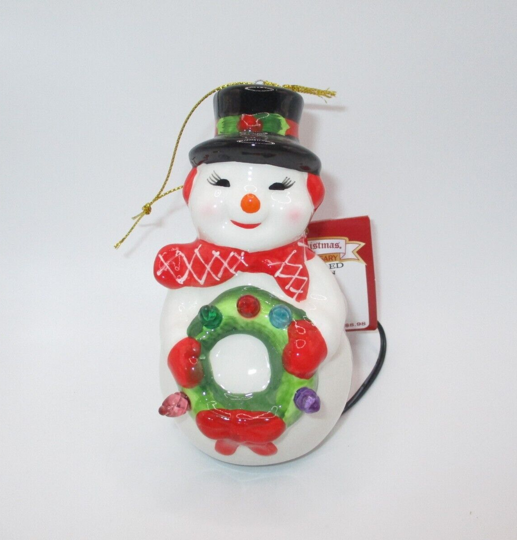 Blow Mold Snowman Ornament Christmas Led