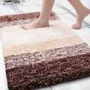 Arotive Microfiber Bathroom Rugs, Shaggy Soft and Absorbent Bath Rug, Non-Slip, Thick Plush Machine Washable Dry Bath Mats for Bathroom, Tub and Shower, 30x20, Brown, Rectangular